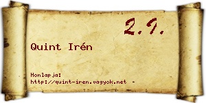 Quint Irén névjegykártya